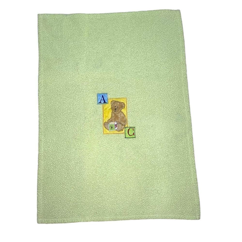 Boyd’s Bears Dolly Green‎ Baby Blanket Sherpa ABC Blocks Lovey 39”x28”